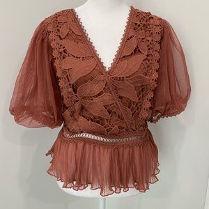 Haute Monde Rust Lace Blouse